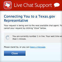 Texas.gov Live Chat Preview
